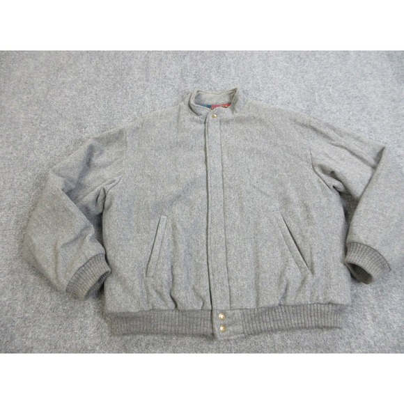 Vintage OshKosh B'gosh‎ Bomber Jacket Mens XL Gray Wool Thinsulate Plaid 90s